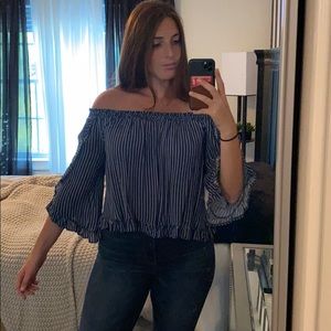 Navy and white stripped blouse